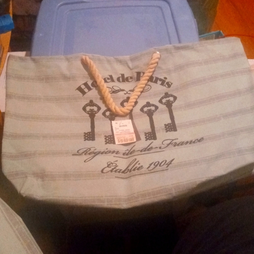Parisian Themed Canvas Tote Bag